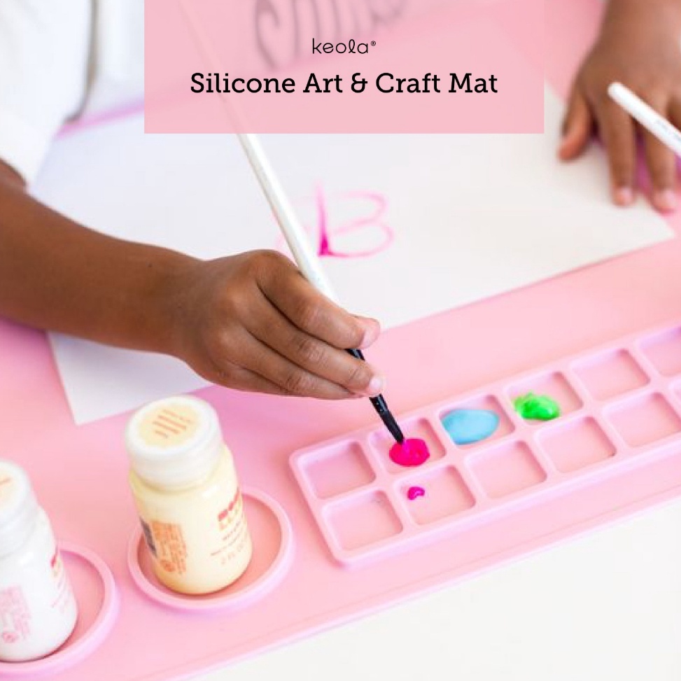 

KODE N52W MD Keola Siline Painting Mat Art Mat with Water Cup and Paint Holder Alas Lukis Silikon Wadah Cat Paintbrush Washer Brush Alat Gambar Anak