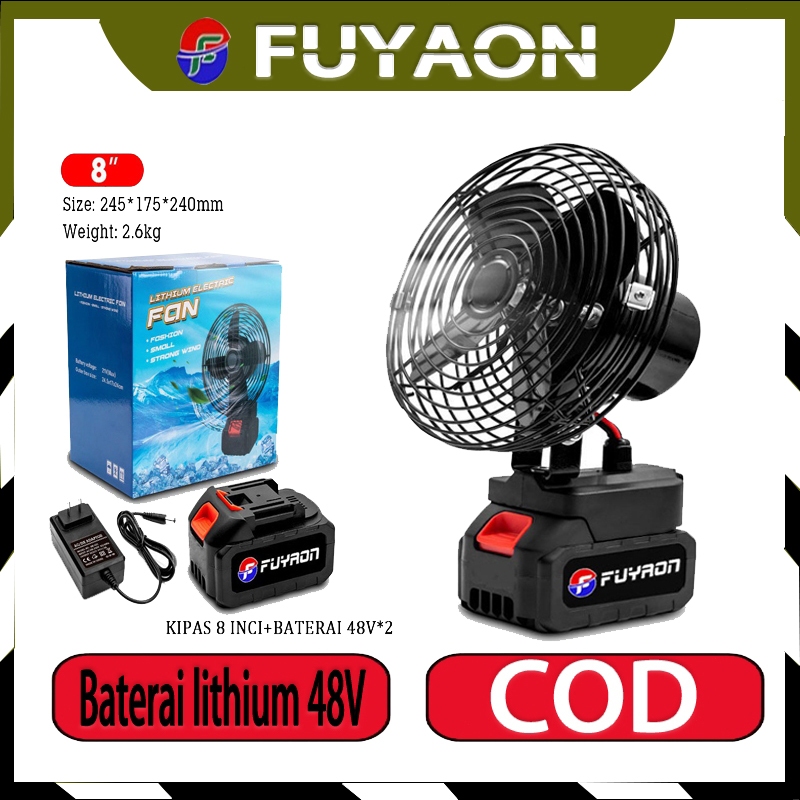 ⭐️-COD-⭐️Ready stock  Kipas angin portabel berkemah luar ruangan 8 inci  Kipas Darurat Baterai Li-io
