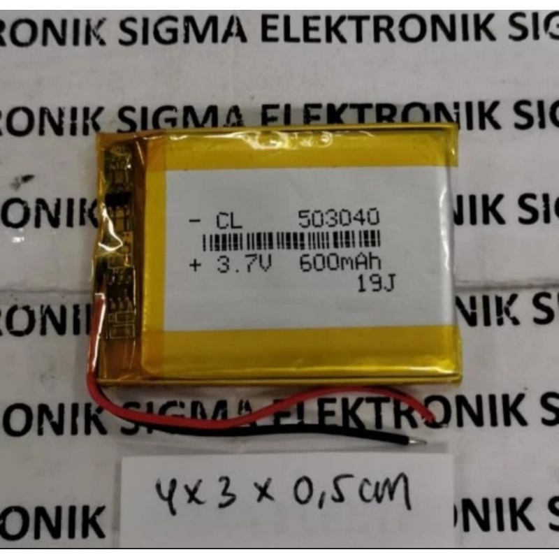 BATERAI LITHIUM POLYMER 3,7 VOLT 600 MAH