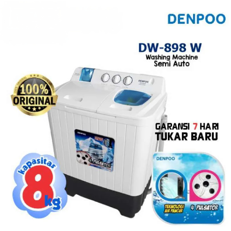 DENPOO DW-898 MESIN CUCI 2 TABUNG 8 KG