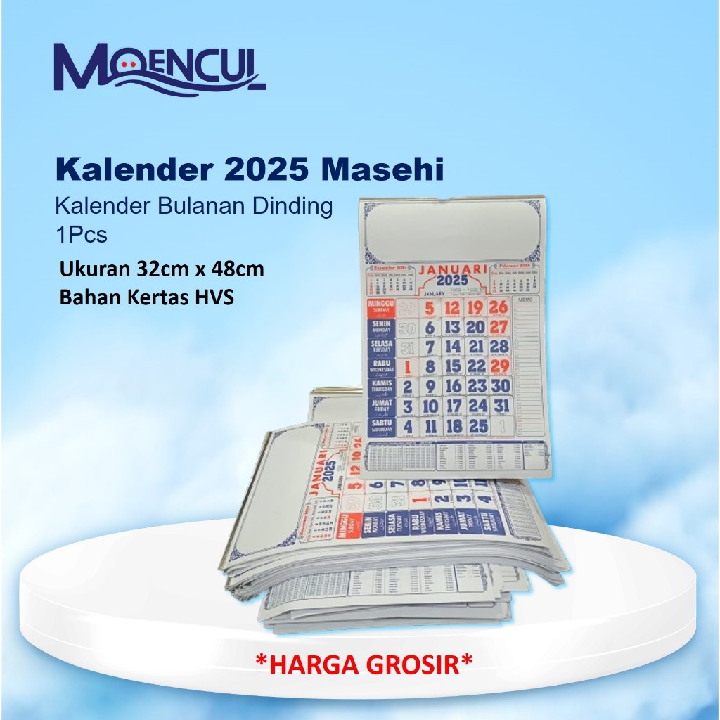 

Kalender Bulanan Dinding / 32cm x 48cm Kertas HVS / Kalender Masehi /Calender Bulanan Murah /Moencul