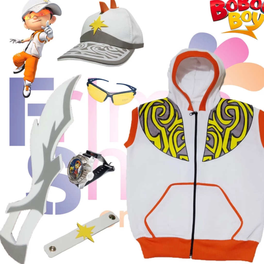 PAKET TOPI + JAM TANGAN + KACAMATA + ROMPI + 1 PEDANG BOBOIBOY SOLAR