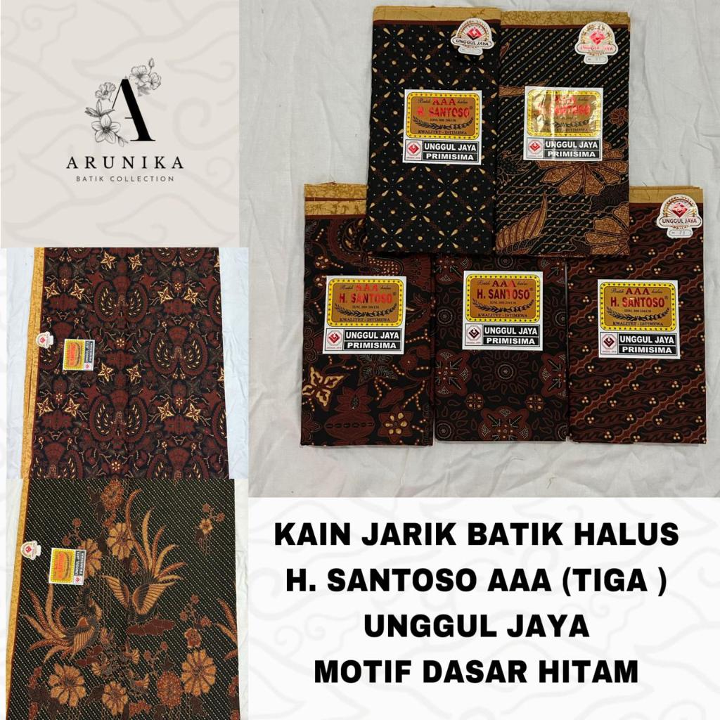 KAIN JARIK BATIK HALUS H. SANTOSO AAA (TIGA) UNGGUL JAYA PRIMISIMA  MOTIF DASAR HITAM