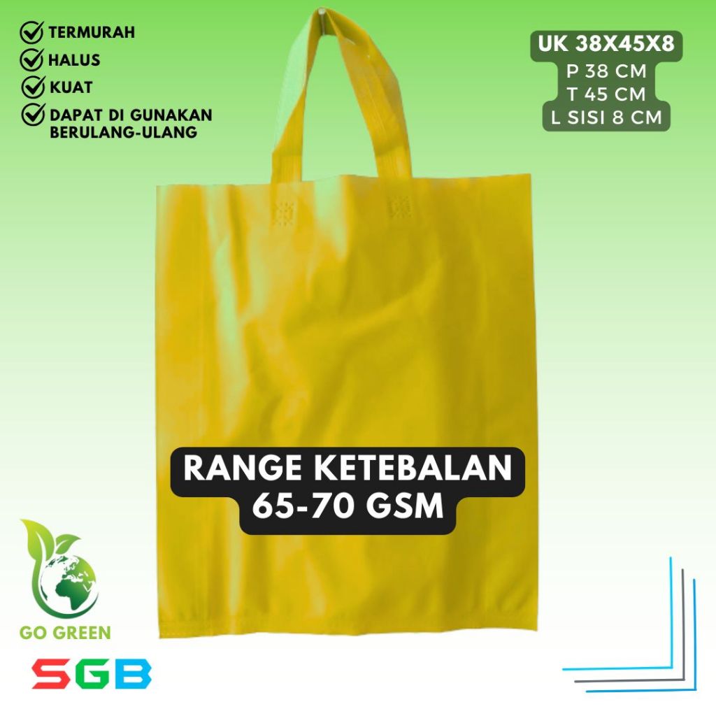 

PAHE Handle uk 38x45x8 harga per LUSIN / Goodie Bag / Tas Kain Polos