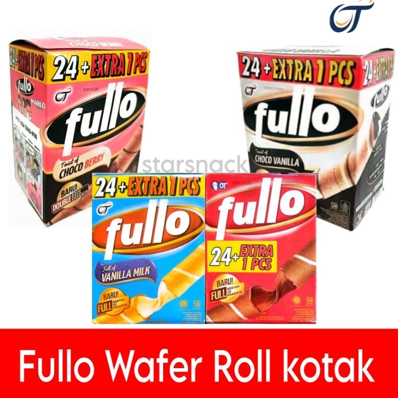 

Fullo wafer Rolls vanila choc berry isi 24pc/ kotak