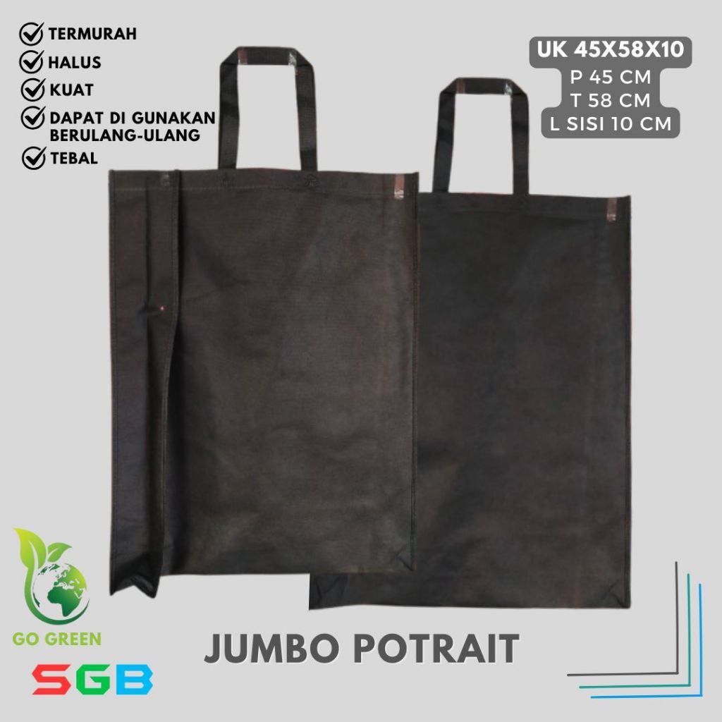 

1 PCS Tas Spunbond Handle Box Model POTRAIT JUMBO uk 45X58X10 / Goodie Bag 75 gsm / Tas kain POLOS