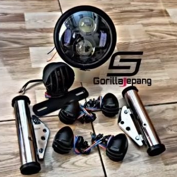 lampu motor depan led set Sen gril hitam 1set kanan kiri lampu stop custom japstyle set breket