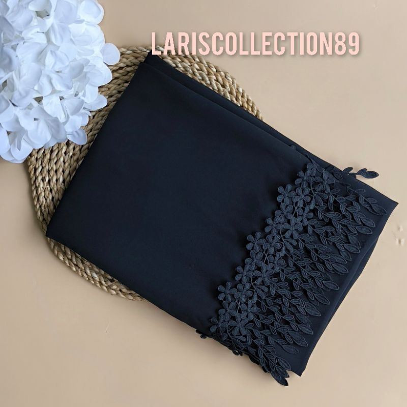 PHASMINA ARABIAN HITAM RENDA PREMIUM SIZE JUMBO SYARI 200CMX75CM PASMINA ARAB