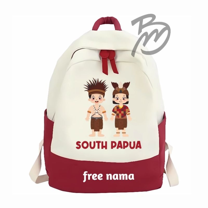tas ransel anak sekolah TK SD SMP tas ransel backpack pria/wanita motif baju tradisional south Papua