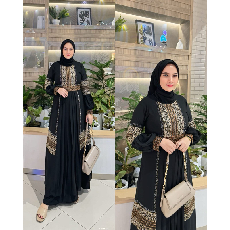 GAMIS ABAYA TURKEY NON BUSUI BORDIR BATIK HITAM DAN WARNA