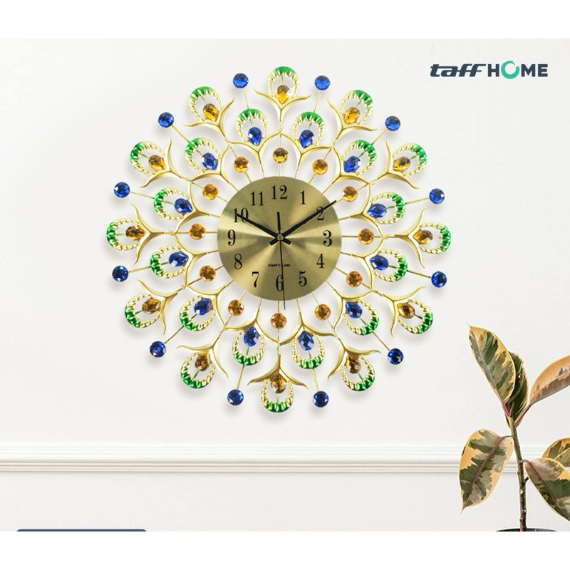 Jam dinding Aesthetic jam dinding bulu merak jam dinding vintage hiasan dinding jam merak