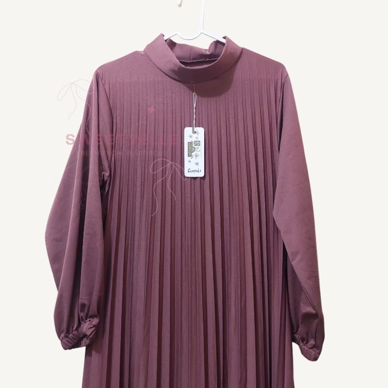 Dress Plisket Plum Korean Dress Plisket Plum Magenta Purple Mauve