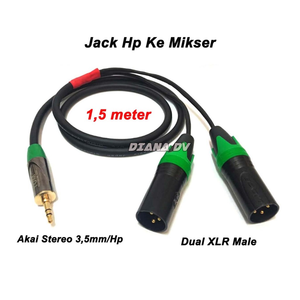 Kabel Jack Akai Mini Stereo 3,5mm to Dual RCA Panjang 1,5 meter -JAck Audio Connector