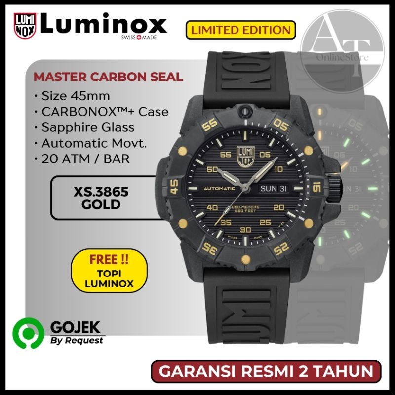 Jam Tangan Pria Luminox 3865.GOLD Master Carbon Automatic LIMITED EDITION ORIGINAL Resmi