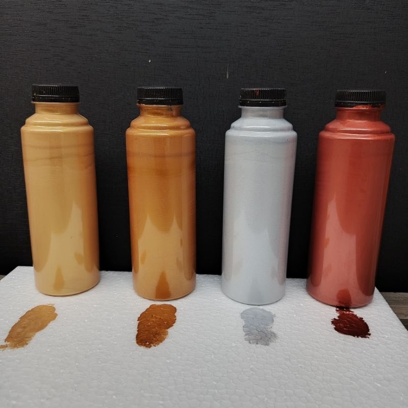 

mh Cat Akrilik Metalik Glossy Premium Kemasan Botol Besar 250ML dan ML Gold Honey Silver Bronze