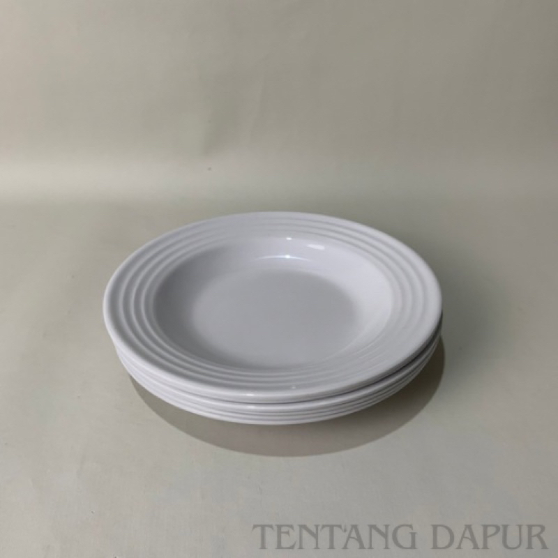 (6 pcs ) - Piring Melamin Ulir SINGASINGI (23 cm), Piring Makan Melamine, Piring melamin Putih Polos