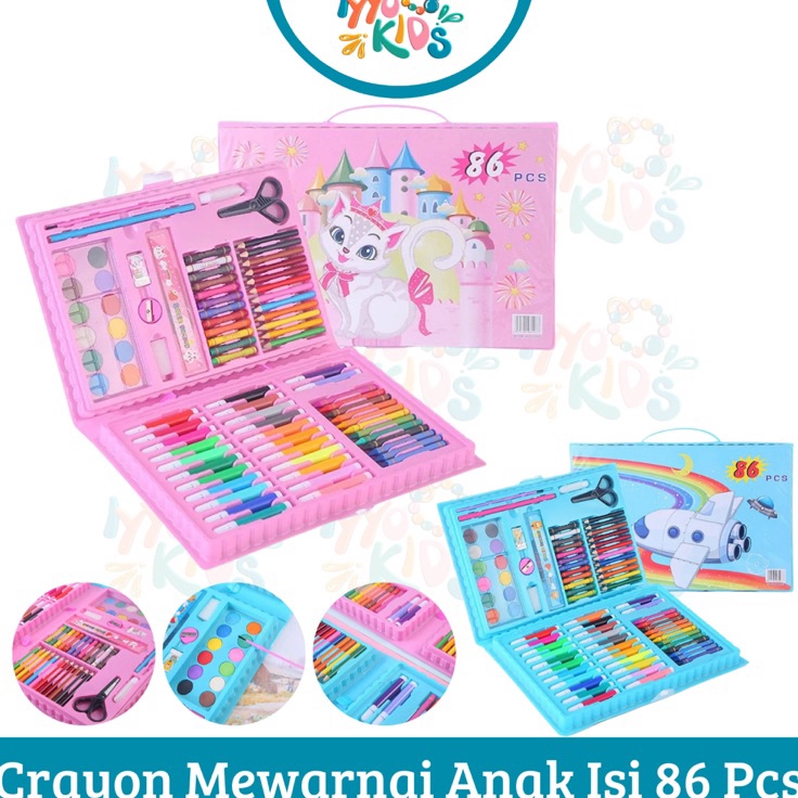 

Langsung Kirim IYYO KIDS Pensil Warna Crayon isi 86 pcs Stationary Set Warna Cat Air Perlengkapan Sekolah Menggambar Anak Alat Warna Lukis set