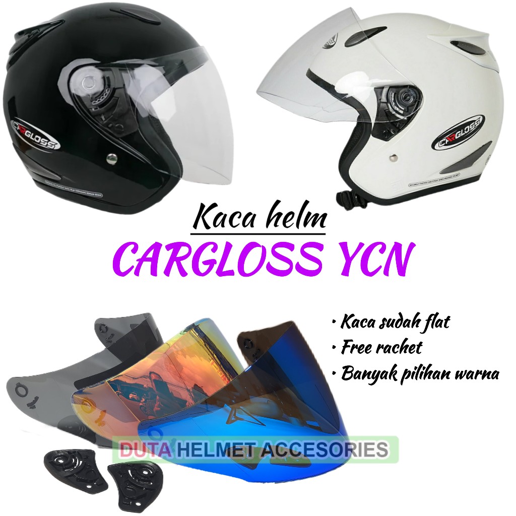 Kaca helm CARGLOSS YCN flat visor helmet carglos ycn hitam blue red gold