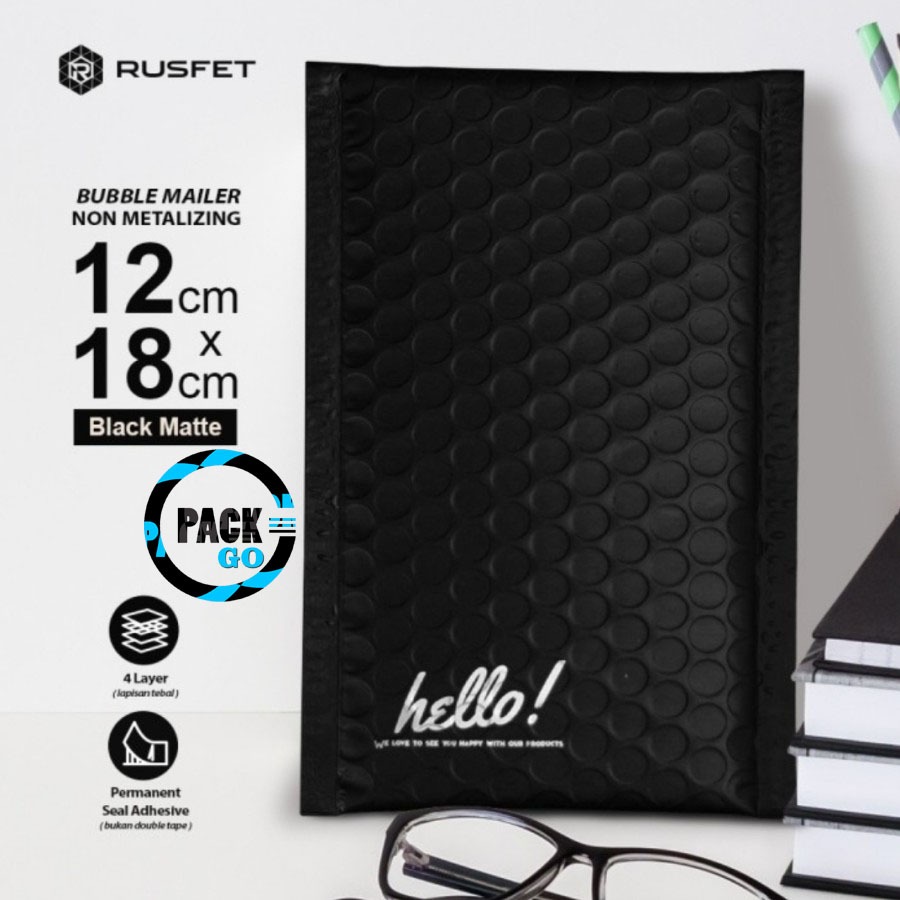 

AMPLOP PLASTIK BUBBLE MAILER 12x18 | BUBBLE PACKING BLACK HITAM MATTE ENVELOPE 12CM x 18CM