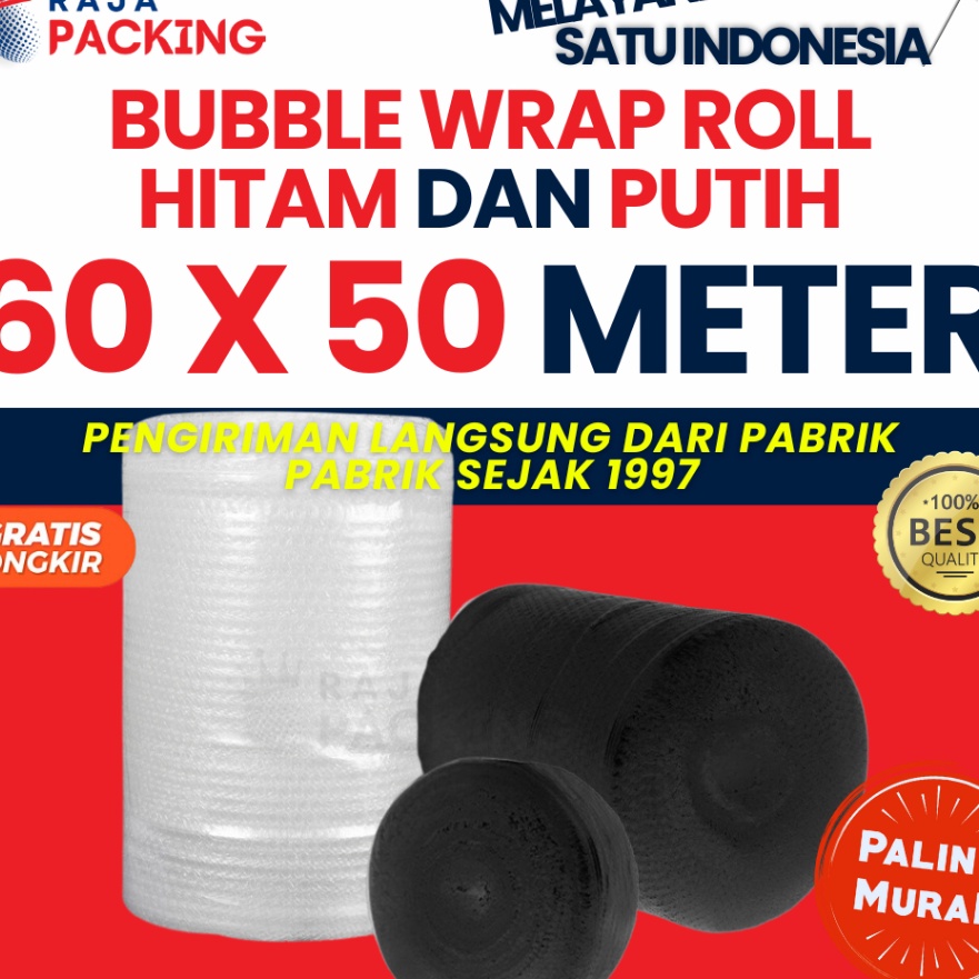 

KI3 Bubble Wrap Roll 6cm x 5m Hitam Bening Tebal Jaka