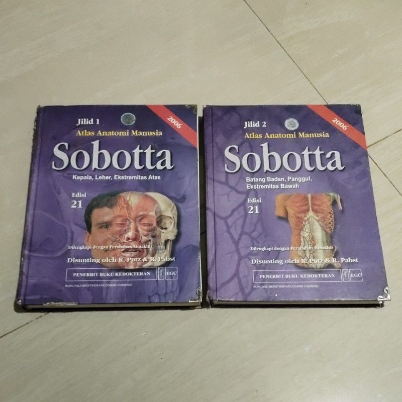 2 BUKU ORI SOBOTTA ANATOMI JILID 1 DAN 2 EDISI 21 TAHUN 2006 PENERBIT EGC HARD COVER