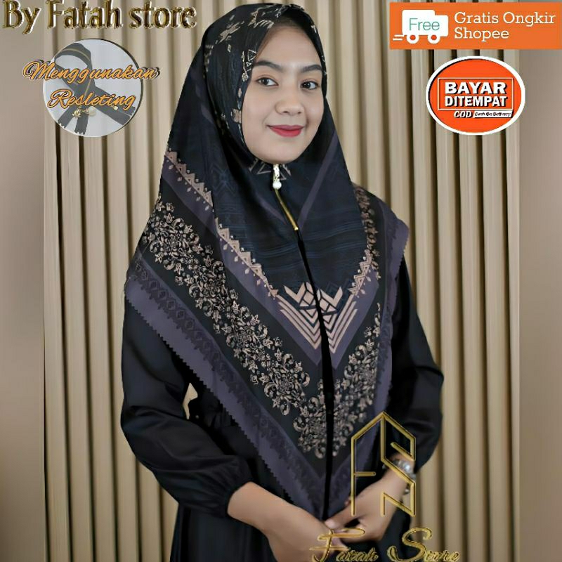 | Cod | hijab zipper resleting dagu praktis di gunakan / hijab instan motif / kerudung Zipper motif 
