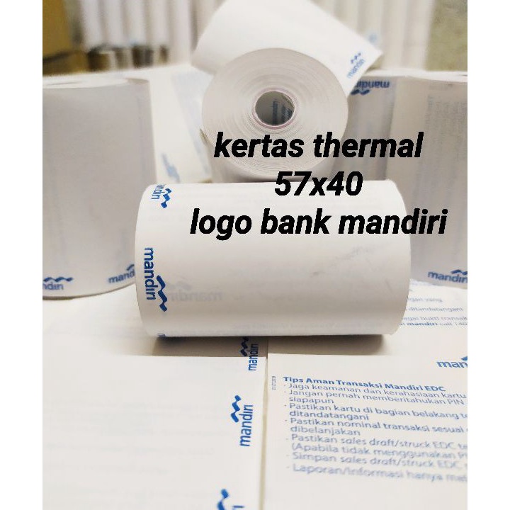 

KUALITAS TERBAIK Kertas Struk Thermal Paper Rol 58x4 57x4 logo bank mandiri coreles Termal EDC Thermal Printer Mini