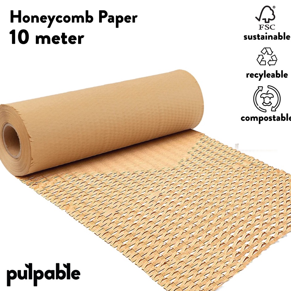 

Termurah 5M 1M Pulpable Honeycomb Paper Wrap Eco Friendly Packaging 5 meter dan 1 meter roll Pulpable Indonesia