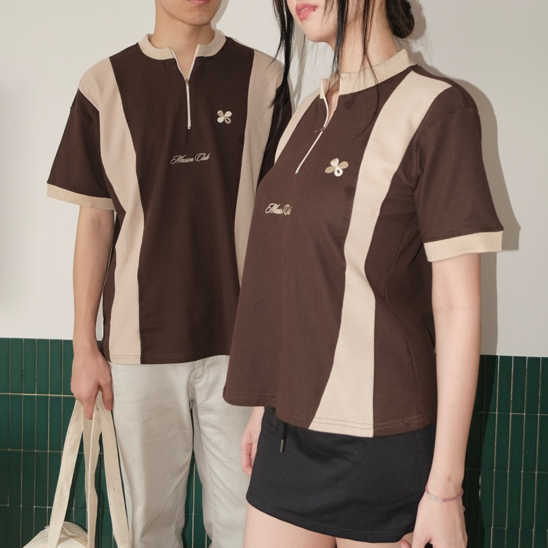 DYA369 MAESON Club de Maeson Collarless Half Zip Polo