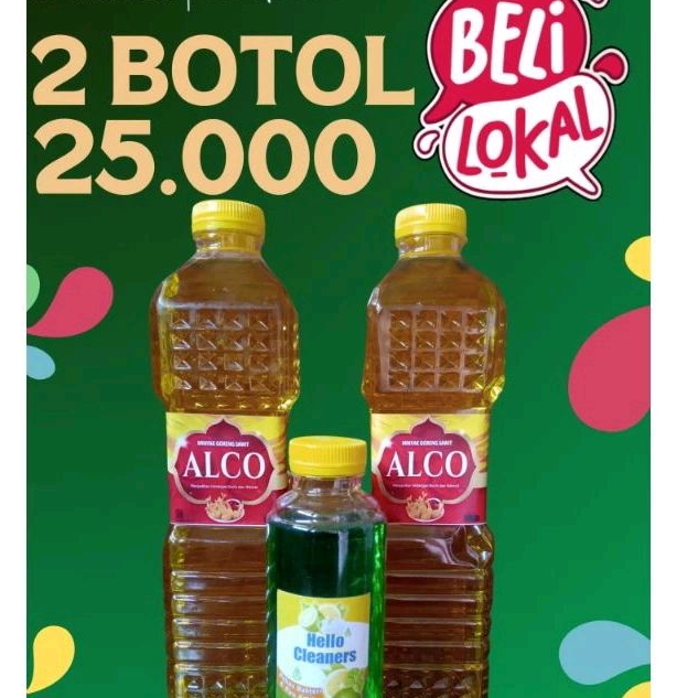 

minyak goreng alco800 2 botol gratis masako/cc piring