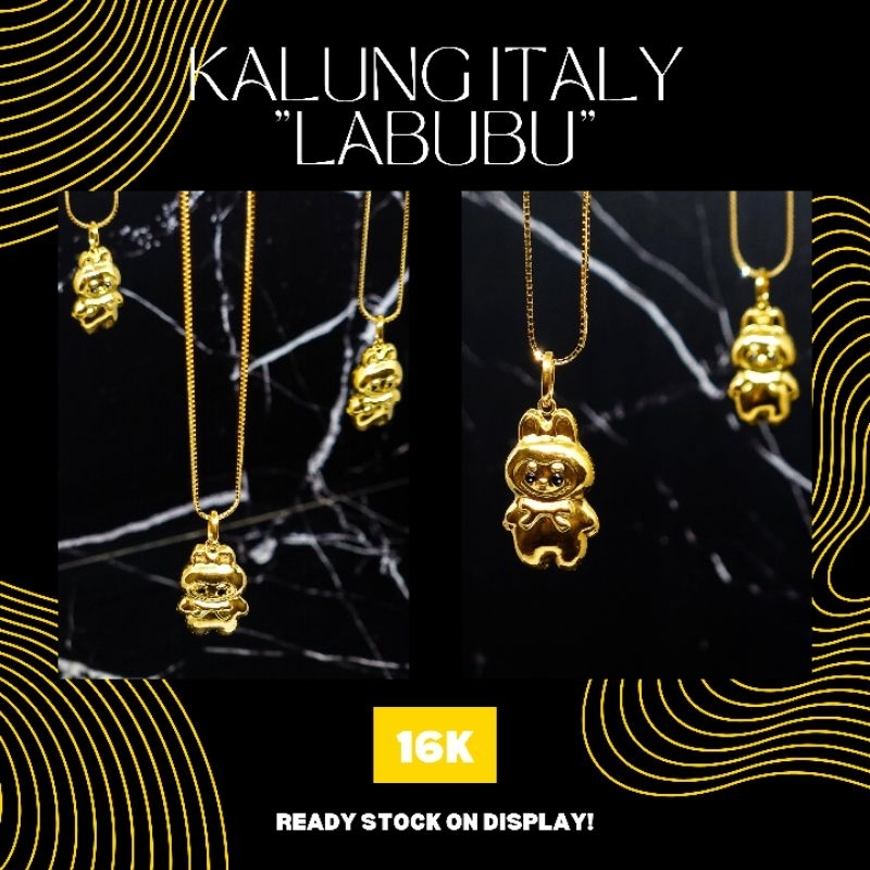 EDISI TERBARU Kalung Emas Tua Italy Santa "LABUBU" Karakter Anak LUCU 16K TERBARU