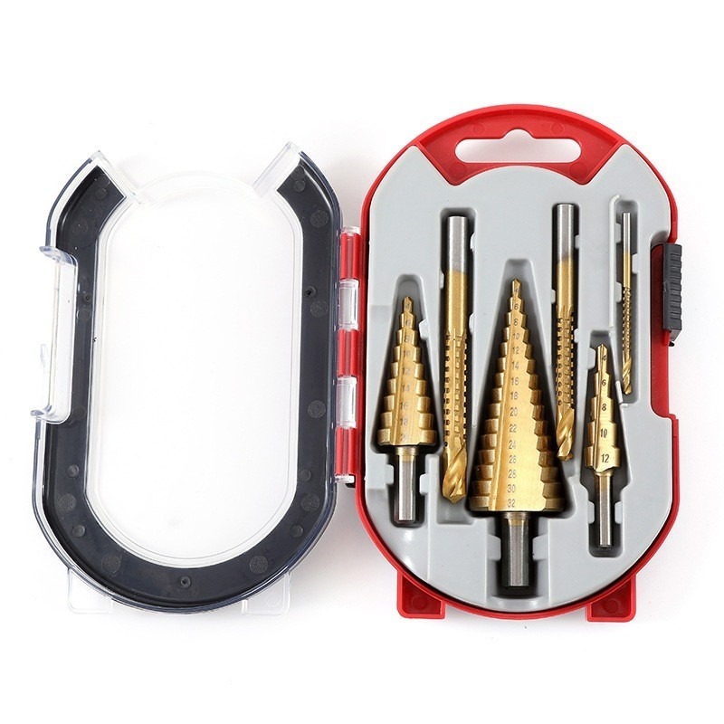 Set Mata Bor Pagoda 6-In-1 Mata Bor Bergerigi Mata Bor Pagoda Lapis Titanium/Mata Bor Baja Karbon Ri