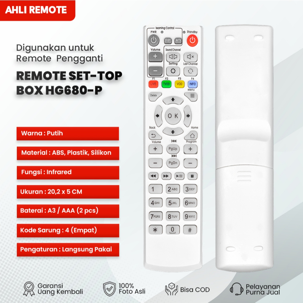 Remot Receiver STB USEE TV Indihome Speedy TV HG680-P Android / Remote Receiver STB USEE TV Indihome