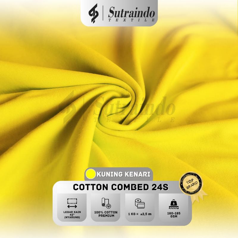 KAIN COTTON COMBED 24S (KUNING KENARI) PER O.5 KG