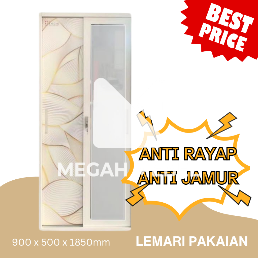 Lemari Besi Pakaian Sliding 2 Pintu lebar 90 Importa Ascensio