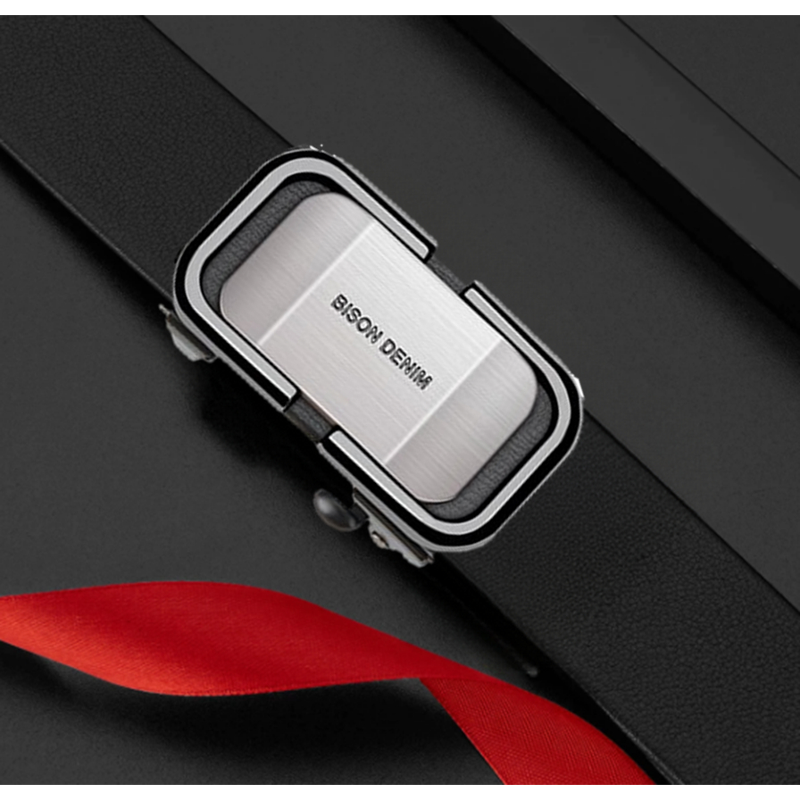 Ikat Pinggang Pria Kulit Asli SQIU Kepala Bison Denim Original Lux