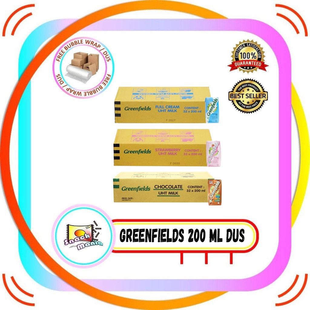 

Susu Greenfields UHT Full Cream - Chocolate - Strawberry Milk 200 ml x 32 pcs DUS