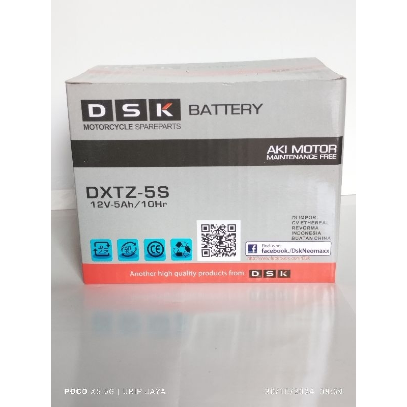Accu DSK DXTZ5S GTZ5S Full kering aki GTZ5MF Maintenance Free