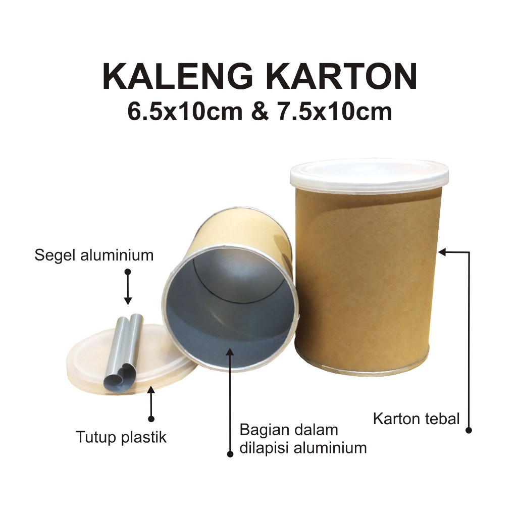 

Kaleng Karton Tutup Plastik Body dalam Aluminium / box silinder / kaleng bulat / silinder karton