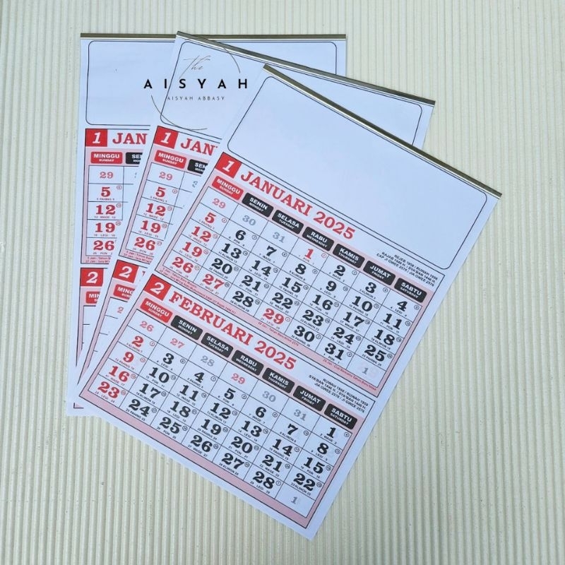 

Kalender kerja tahun 2025 dwibulanan MJ 6 lembar 2 bulanan 31x45cm(terima casrume cetak merek)