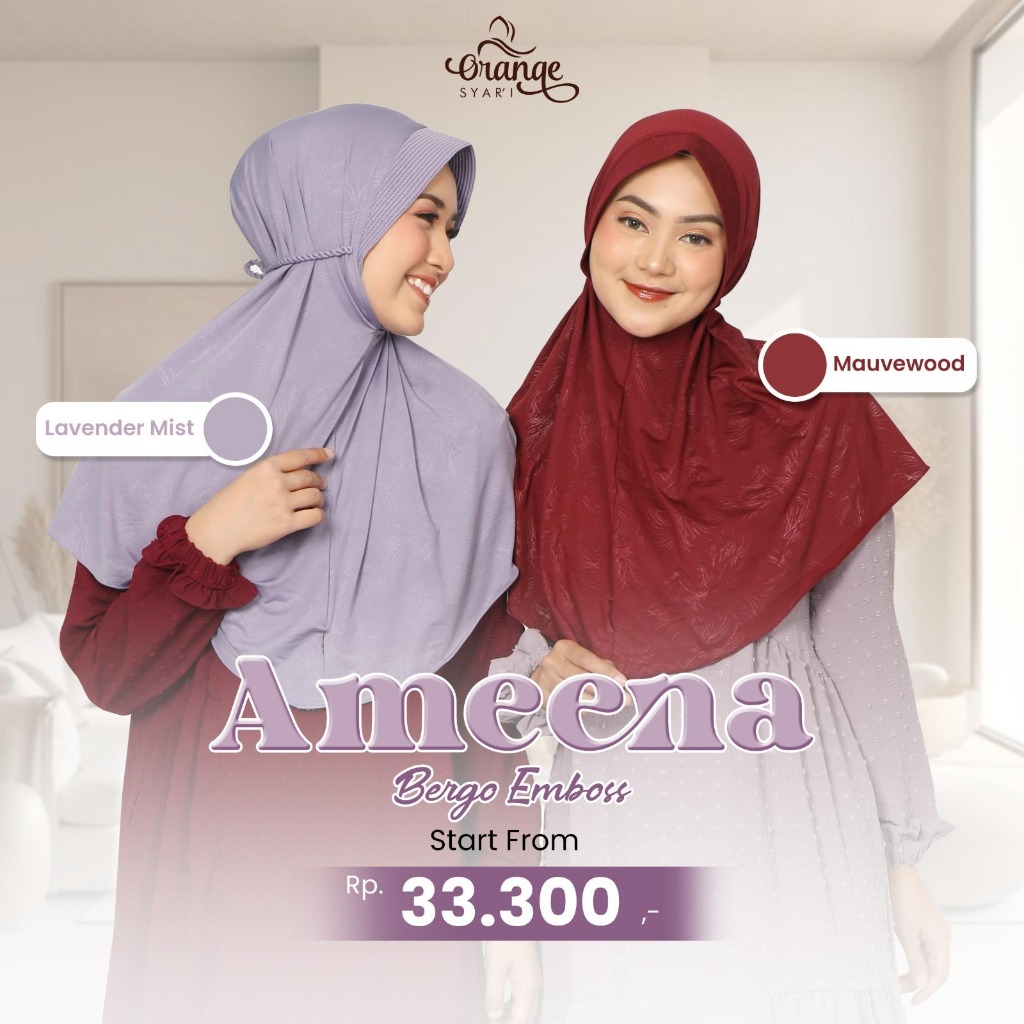 Bergo Ped Jersey Embos Tali Kepang Ameena Daily Hijab