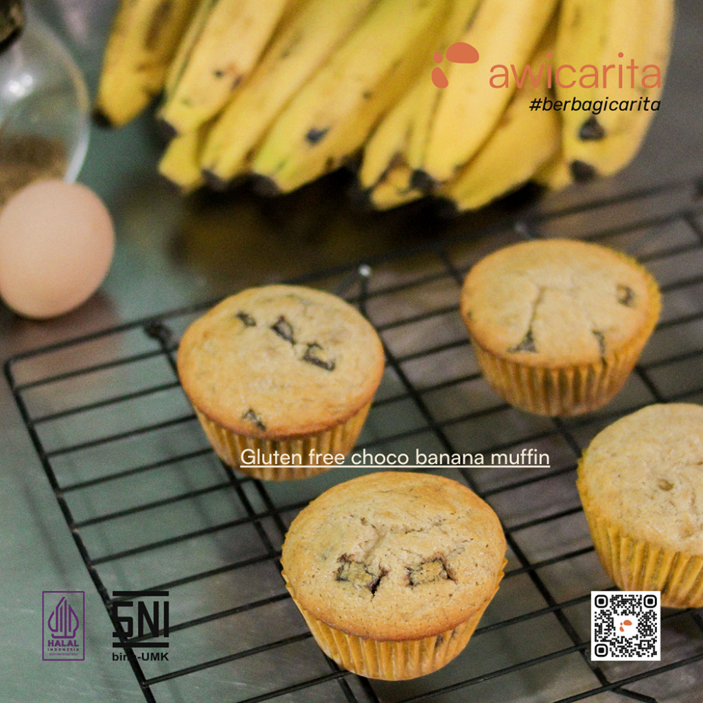 

Awicarita Gluten-Free Choco Banana Muffin - kemasan boks isi 1/2 lusin