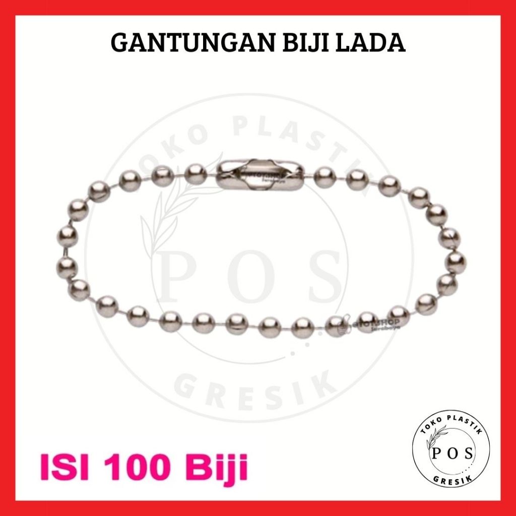 Rantai kuku/pelor biji lada silver gantungan kunci Tali hangtag fashion souvenir isi 100