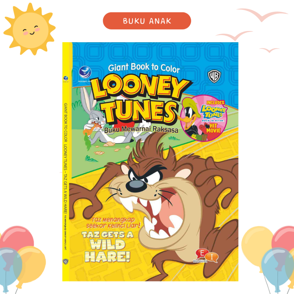 Buku Mewarnai Raksasa: Giant Book To Color Looney Tunes, Taz Menangkap Seekor Kelinci Liar 2 (WB)