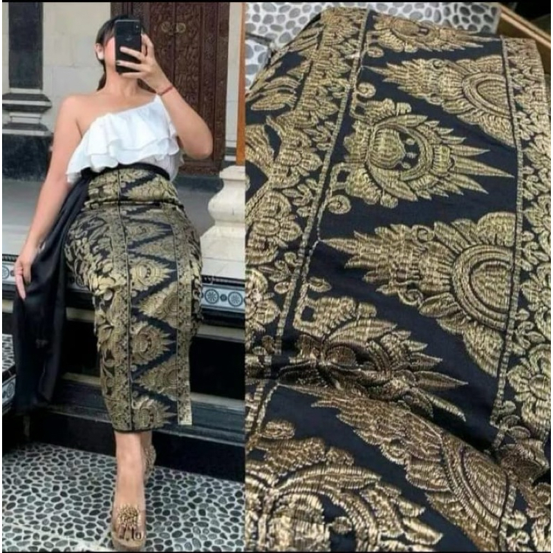 KAMEN JADI BORDIR MOTIF MAHKOTA KEONG FULL STRAIT/KAMEN BALI/KAMEN STRAIT