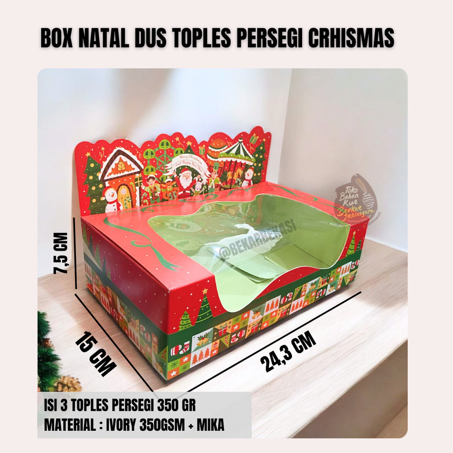 

BOX / DUS NATAL DUA TOPLES PERSEGI CRHISTMAS CAROL / DUS NATAL PERSEGI / BOX NATAL KOTAK KUE
