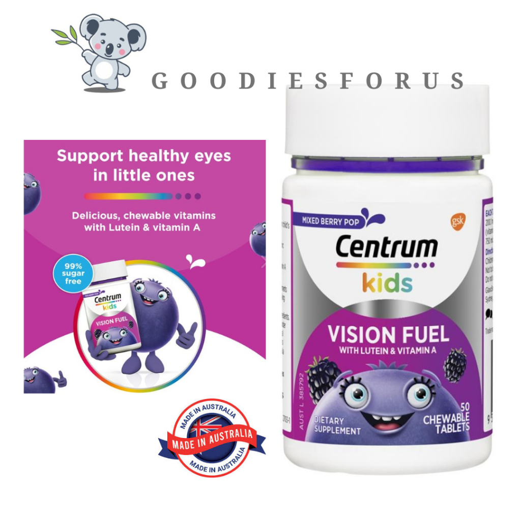 Centrum Kids Vision Fuel 50 Chewable Tablets/Vitamin Mata Anak Tablet Kunyah/99% Sugar Free/12/2025