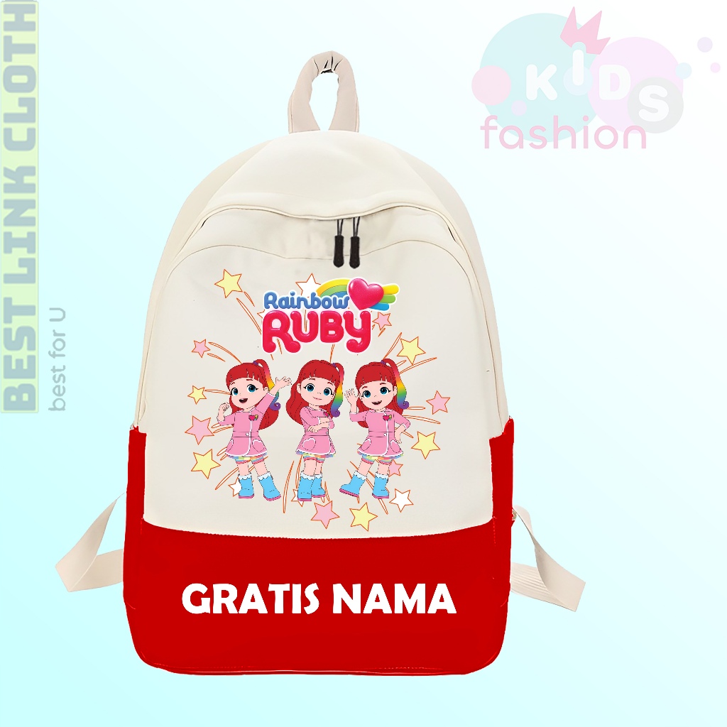 Tas Anak sekolah SD TK Rainbow Ruby Karakter Ruby Free Nama