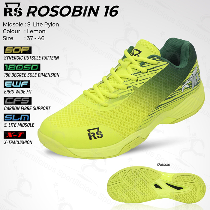 Sepatu Bulutangkis RS Rosobin 16 Lemon/Hijau Original
