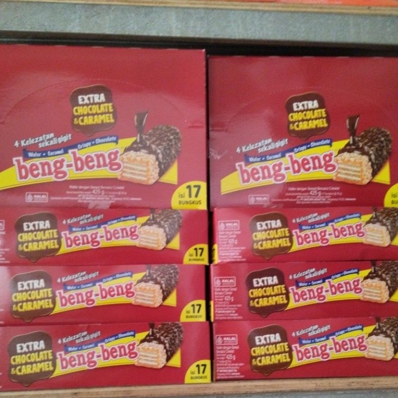 

beng beng extra chocolate & caramel 1pak isi 17pcs